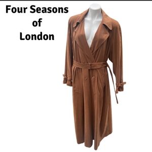 Four Seasons Of London Brown Trench Rain Coat Size 14